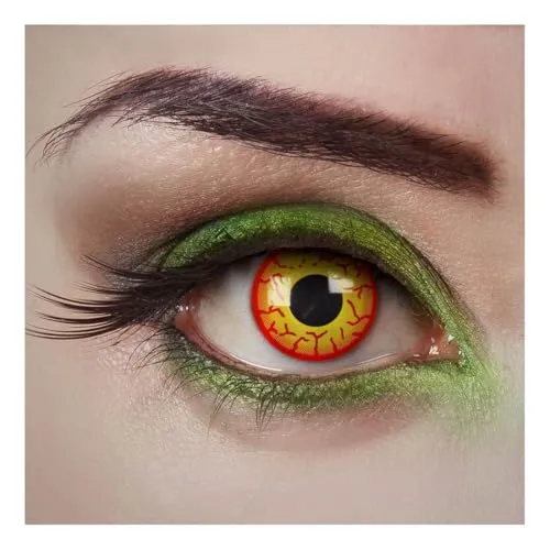 aricona Kontaktlinsen HELLFIRE Farblinsen - rot-gelbe Kontaktlinsen ohne Stärke - deckende Kontaktlinsen mit 0,0 Dioptrien für Halloween und Kostüm-Partys