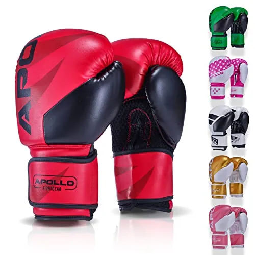 Apollo Boxhandschuhe Männer aus PU Leder | Thai Boxhandschuhe Damen und Herren | für Boxsack, Training, Sparring, Fitness, MMA Handschuhe | Kickbox Handschuhe | Boxing Gloves 12/14/16oz.
