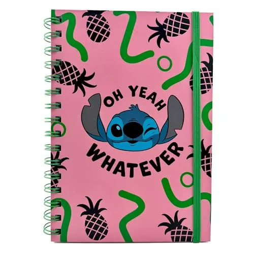 Disney Lilo and Stitch Notizbuch mit Spiralbindung (Oh Yeah Whatever Design), A5, Schreibbuch, Lilo und Stitch-Geschenke für Frauen, Männer und Kinder, Stitch Disney Journal – Offizielles Merchandise