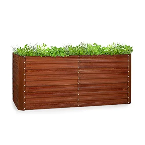 blumfeldt Rust Grow Hochbeet Gartenbeet 200x90x100 cm - Hochbeet aus verzinktem Stahlblech mit Rost-Finish, ideal für rückenschonendes Gärtnern und optimale Wachstumsbedingungen für Gemüse und Kräuter.