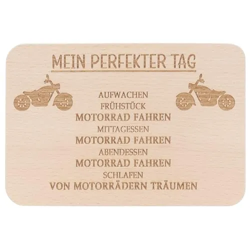 Spruchreif · Frühstücksbrettchen Motorrad · Brotzeitbrett mit Gravur · Geschenke für Motorradfahrer · Geschenk Motorrad