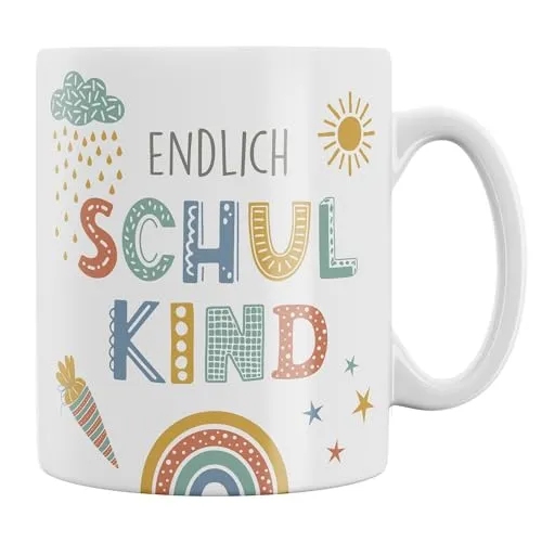 Tasse für Erstklässler Endlich Schulkind 300 ml - Erstklässler Geschenk - Kindertasse - Schulkind Tasse