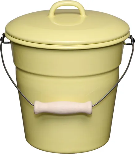 Riess Allzweckeimer m. Deckel 20cm 3,5L Lemon - Mülleimer aus farbiger Emaille mit 3,5L Fassungsvermögen, hygienisch und bakterienhemmend. Ideal für Küche, Garten oder als stilvoller Getränkekühler.