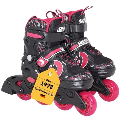 Best Sporting Inline Skates Kinder - Größenverstellbare Rollschuhe 34-37 - Inliner für Kinder mit 4-fach verstellbarer Größe, ABEC-7-Kugellager für sicheres Fahren und atmungsaktives Mesh für hohen Tragekomfort.
