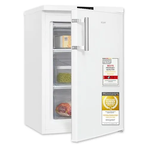 Exquisit Gefrierschrank GS581-HE-010D - Kompakter 4-Sterne-Tiefkühlschrank mit 85 Litern Fassungsvermögen, energieeffizient und einfach bedienbar dank LED-Display – ideal für kleine Küchen.