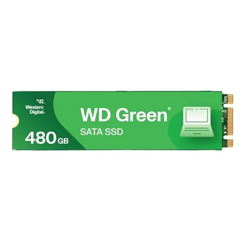 WD Green WDS480G3G0B SATA SSD 480 GB - Festplatte mit 480 GB Speicherkapazität, ideal für schnelle Systemstarts und Anwendungen dank hoher Datenübertragungsraten.