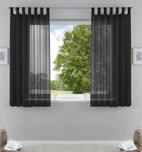 2er Pack Schlaufenschal uni transparent Voile, HxB  175x140 cm, Schwarz