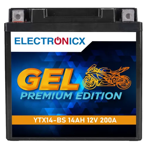Electronicx YTX14-BS Motorradbatterie GEL 12V 14Ah – Wartungsfrei, Hochleistungs