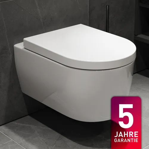 SSWW ALPHA Design Hänge WC spülrandlos - Hochwertiges spülrandloses WC-Becken mit abnehmbarem Softclose WC-Sitz und eingebrannter Nanoversiegelung für optimale Hygiene. Ideal für modernes Baddesign und einfache Montage.