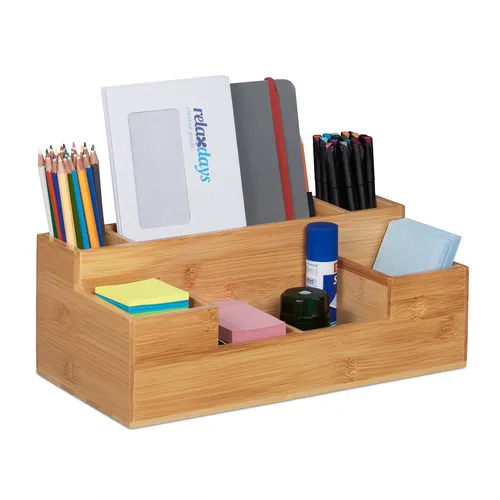 Schreibtisch organizer Bambus Aufbewahrung 7 Fächer 0,7 kg Büro Organizer
