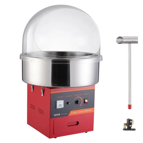 VEVOR Kommerzielle Zuckerwattemaschine 1000 W - Rot - Zuckerwattemaschine für professionelle Nutzung, tragbar und leistungsstark mit 1000 W. Ideal für Events und Feste. Aus robustem Edelstahl gefertigt.