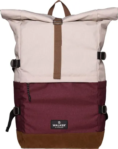 Walker Concept Roll Up Two Laptoprucksack 23L in Popcorn/Maroon - Praktischer Rucksack mit erweiterbarem Volumen und Rollverschluss. Ideal für Schule, Freizeit oder Arbeit. Gepolstertes Laptopfach und viele Fächer für optimale Organisation.
