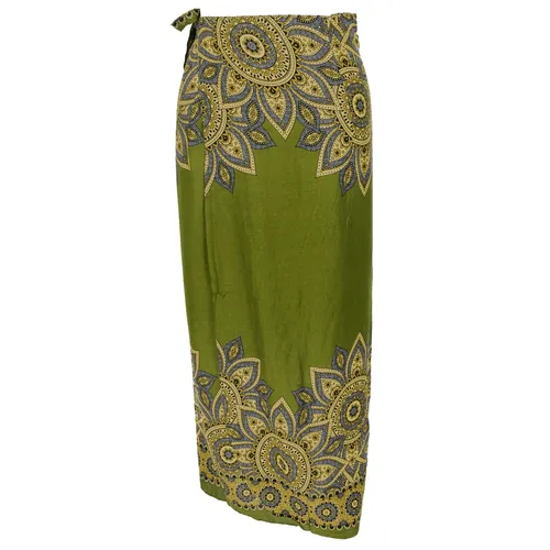 Langer Wickelrock, Strandrock, Sommerrock - grün in grün von Guru-Shop
