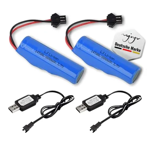 Stück 3,7V 800-mAh Li-Ion SM-2P Akku inkl. Usb-Ladekabel, Lithium-Ionen Batterie f. RC Stunt-Car, Fahrzeug, Auto, Boot, Bagger, Spielzeug, kompatibel mit Deerc, Bezgar, Hyper Go, Haiboxing, AmazeFun 2
