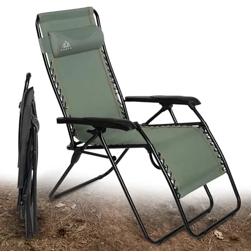 KADVA Faltstuhl Camping CAMPChair 2.0 mit den Maßen 48x52x52/117 cm Faltbarer Campingstuhl mit Kissen aus starken Materialien Stabile und Faltbare Konstruktion Bequem Farbe Grün