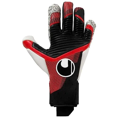 uhlsport Powerline Supergrip+ Flex HN Fußball Torwarthandschuhe für Kinder und Erwachsene Unisex - Torhüter-Handschuhe mit Absolutgrip und Supergrip-Haftschaum, schwarz/rot/weiß