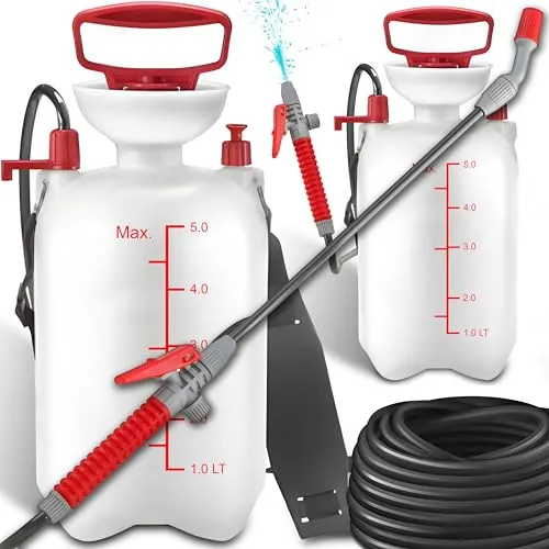 Retoo Drucksprüher 5 L Füllinhalt Gartenspritze Sprühgerät für den Pflanzenschutz Drucksprühgerät Universelle Sprühflasche für Essigsäure Wasser Dünger Verstellbare Düse Spiralschlauch