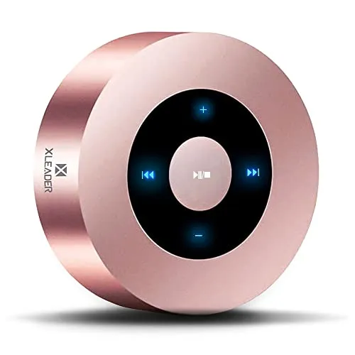 Xleader Mini Bluetooth Lautsprecher Klein (mit Reisekoffer, Touch Design), Unterstützt Aux-Eingang, Micro SD, Mikrofon, Kristallklarer Klang&Satter Bass, 15H Spielzeit, für Büro, Geschenke, Pink Rose