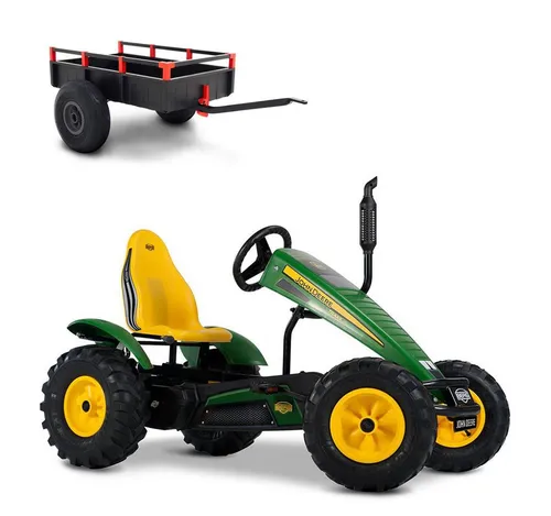 BERG Gokart XL Traxx John Deere BFR-3 mit Gangschaltung - Go-Kart für Kinder ab 5 Jahren, robust und sicher mit Dreigangschaltung für einfaches Fahren und Rückwärtsfahren. Verstellbarer Sitz und Luftreifen für maximalen Fahrkomfort.