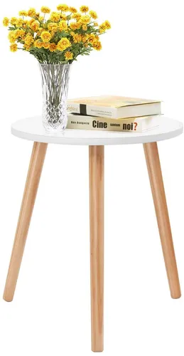 Kaffeetisch Beistelltisch Esstisch Küchentisch Holzbeinen in weiß von Costway