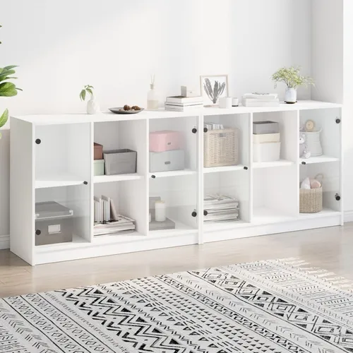 vidaXL Bücherschrank mit Türen Weiß 204x37x75 cm
