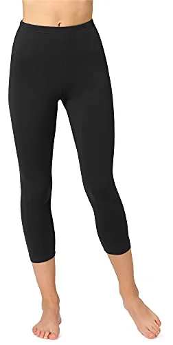 Bellivalini Damen 3/4 Leggings aus Baumwolle BLV50-156 (Schwarz, S)