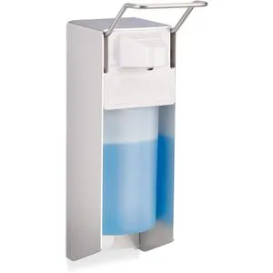 relaxdays Desinfektionsmittelspender Eurospender - 500 ml Seifenspender in Silber, hygienisch und ideal für öffentliche Einrichtungen oder Zuhause