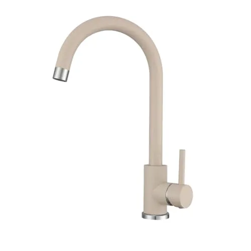 VBChome Küchenarmatur Beige Granitoptik – 360° drehbare Einhebel Mischbatterie - Küchenwaschbecken Wasserhähne zum Töpfefüllen – Flexibel drehbar für Doppelspülen, modernes Design in Granitoptik, schnell und werkzeugfrei montierbar.