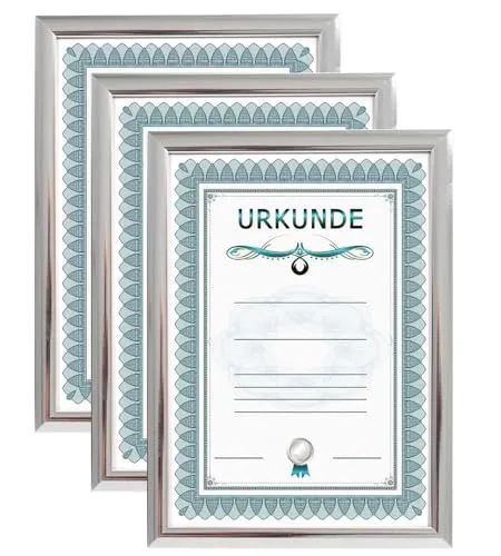 IDEAL TREND 2er 3er 5er 10er Pack Dokument Bilderrahmen 21x29,7 DIN A4 Urkunde Foto Rahmen: Farbe: 3er Pack Silber