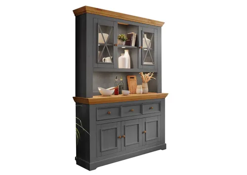 Lebenswert Buffet WZ-0133 (BxHxT: 149x214x42 cm) aus Kiefer massiv in grau mit 3 Schubladen und 5 Türen