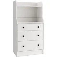 Costway Kommode 3 Schubladen in Weiß mit Kippschutz - Praktische Kommode mit 3 Schubladen und 2-stufigem Regal für optimalen Stauraum. Aus robustem Holzwerkstoff gefertigt, bietet sie Sicherheit durch Kippschutzvorrichtungen. Ideal für ein modernes Zuhause oder Büro.