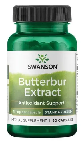 Swanson Butterbur-Extrakt (Pestwurz) 60 Kapseln - Nahrungsergänzungsmittel mit Antioxidans-Eigenschaften, enthält 60 Kapseln mit hochwertigem Pestwurz-Extrakt für Unterstützung von Gesundheit und Wohlbefinden.