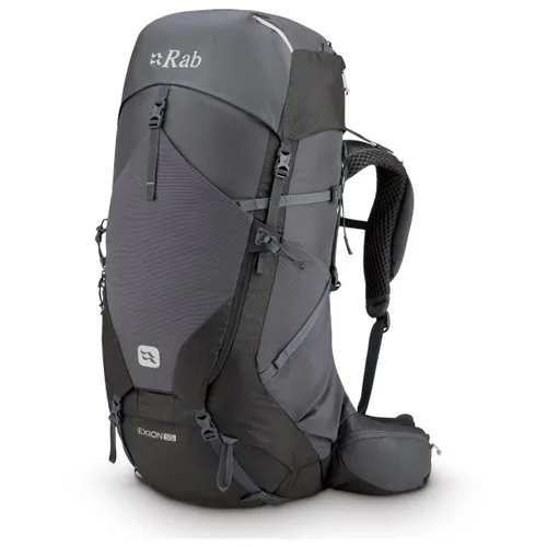 Rab Exion 55 Rucksack - 55L, grau, für Trekkingtouren - Wanderrucksack für lange Hüttenwanderungen mit 55L Stauraum, optimalen Zugriffsmöglichkeiten und bequemem Tragekomfort.