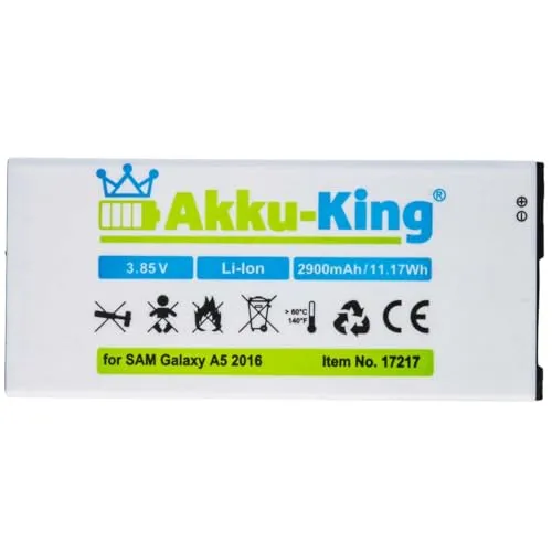 Akku-King Akku kompatibel mit Samsung EB-BA510ABE - Li-Ion 3000mAh - für Galaxy A5 2016, A5 2016 Duos, SM-A510F
