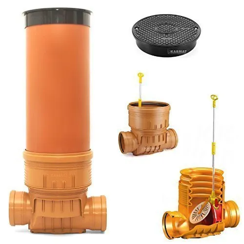 Powermat Revisionsschacht DN400 mit Rückstauklappe - Leitungen - Wartungsprüfplatz aus schlag- und temperaturbeständigem Polypropylen (PP) mit integrierter Rückstauklappe für einfache Wartung und Reinigung.