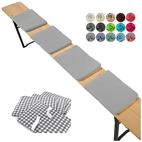 heimtexland ® Sitzkissen 4er Set Bierbank Polster Auflage Bierzeltgarnitur Garten Deko Kissen Typ859 Grau