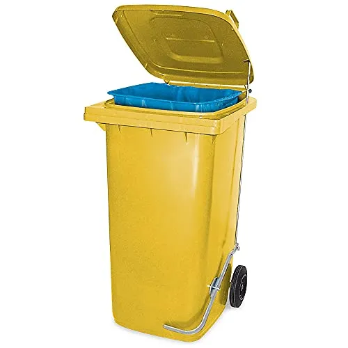 BRB-Lagertechnik Mülleimer 120 Liter mit Fußpedal - Haushaltszubehör: Robuster Müllbehälter mit Fußpedal und Klemmring, ideal für Lager und Industrie. Witterungsbeständig und langlebig mit 50 kg Füllgewicht.