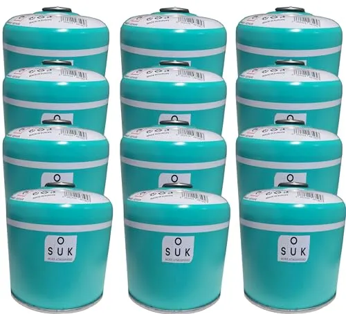 SOUK ONE Gaskartusche Premium 500g (880ml) 12x Set mit Schraubventil EN417, B188-Ventil Schraubkartusche, Campingkocher, Gasheizung, Camping Gas Butangas Kartusche (12x 500g)