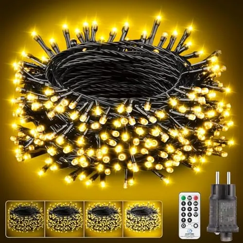 LaiTeny Lichterkette Weihnachtsbaum Innen Außen Strombetrieben - 15M 150LED 8 Modi Dimmbar Wasserdicht Weihnachtsdeko Aussen Lichterketten mit Fernbedienung Timer für Balkon, Garten, Hochzeit, Party