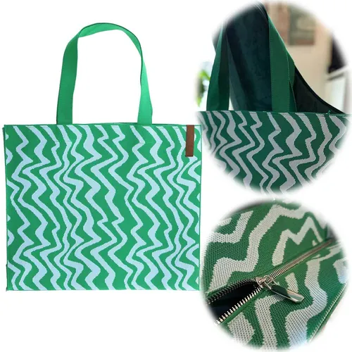 LS-LebenStil Vintage Damen Shopper Palma Grün 35x45cm mit Reißverschluss Einkaufstasche Tragetasche Schultertasche Umhängetasche Standtasche