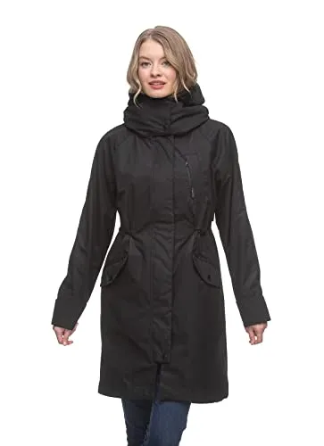 Ragwear NICCO Damen Frauen Mantel,Parka,Wintermantel,lange Jacke,Stehkragen,wasserabweisend,Schwarz,L