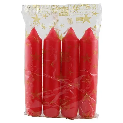 Idena 4 Adventskerzen rot 10x2,2cm - Set mit 4 roten Wachs-Adventskerzen, ideal für eine festliche Adventszeit, mit gleichmäßiger Brenndauer und ansprechendem Design.