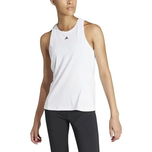 adidas Women's Designed for Training Tanktop White L - Activewear-Tanktops für Damen, aus 100 % recyceltem Polyester mit AEROREADY-Technologie für optimale Feuchtigkeitsregulierung und hohen Tragekomfort.