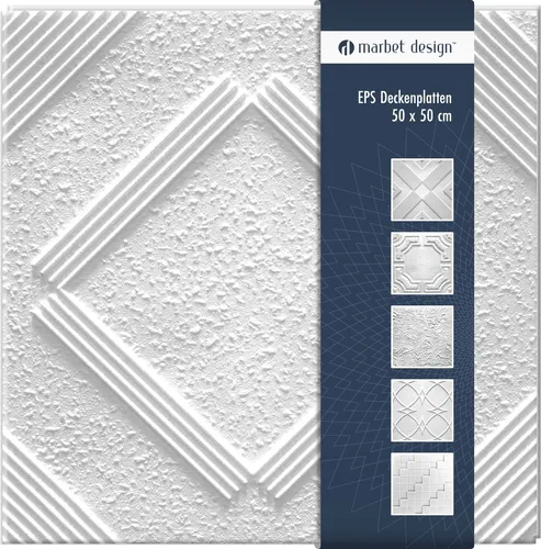 marbet design Wanddekoobjekt CHICAGO - Deckenplatten aus Styropor - Deko-Objekte mit Wärme- und Schalldämmung, ideal zur kreativen Raumgestaltung und einfachen Montage durch Kleben.