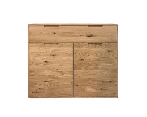 Liadomo Kommode Genua 2, Sideboard, Stauraummöbel, Stauraum, aus Massivholz Wildeiche, zwei Türen, ein Schubkasten