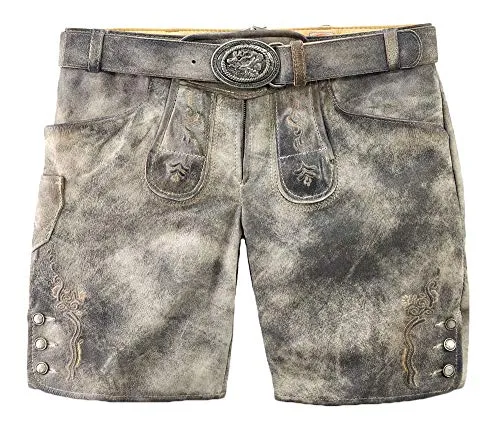 Maddox Kurze Damen Lederhose Dafne - Hochwertige Trachtenhose für Oktoberfest - Kurze Lederhose aus 100 % Echtleder mit Gürtel, ideal für Oktoberfest und Kirchweih. Bequeme Passform und edle Stickereien für einen feschen Look.
