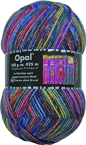 gr. Sockenwolle, Strumpfwolle, Hundertwasser, Neu, 4-fädig, Fb. 467, Garten ohne Grund 100