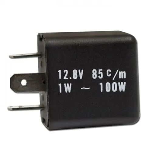 Motorrad Blinkrelais für LED Blinker, 3-polig 12V, 1-100W, (B=geschalt Plus (49) L=Signal (49a), E=Masse (31)