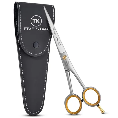 TK FIVE STAR Barber Cut Premium 6,5 Zoll extra scharfe Friseurschere Haarschere Haarschneideschere Rostfrei Mikroverzahnt für Damen Herren Friseure und Kinder für kräftige Haare geeignet
