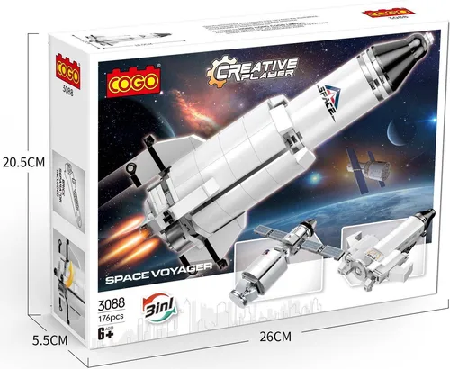 Cogo CG3088 3-in-1-Rakete Klemmbausteine 176pcs Spielzeug Bausatz-NEU